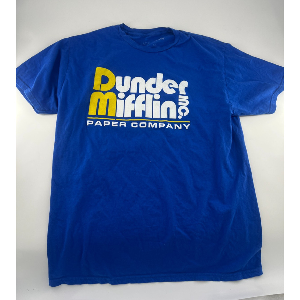 Dunder Mifflin Paper Company T Shirt Mens Extra Large Blue The Office Michael